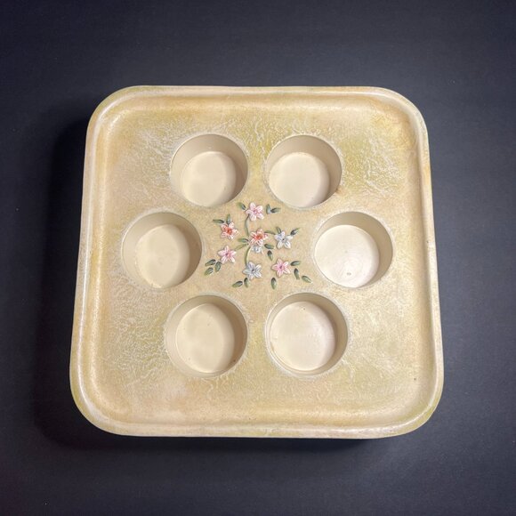 PartyLite P8014 Terrace Blossom Floral 3-Wick Multi Tealight Candle Holder 8.25" - Picture 4 of 10